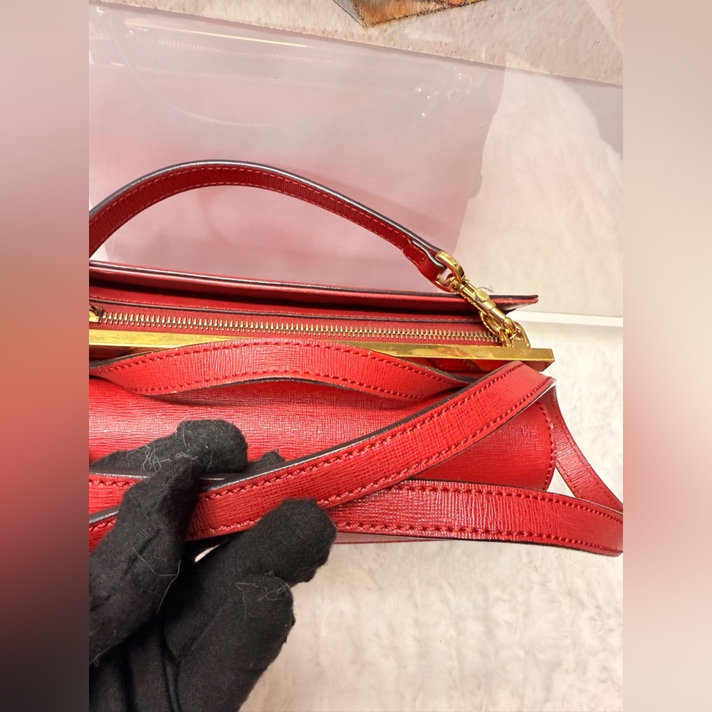 FENDI Demi Jour Red Leather Top Handle Bag - Picture 11 of 16